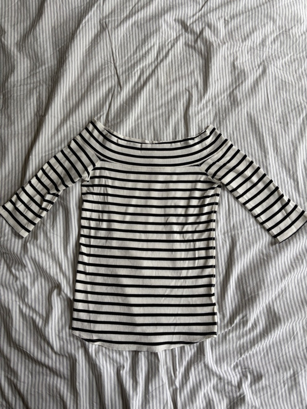 We The Free Black & White Off-Shoulder Striped Tunic